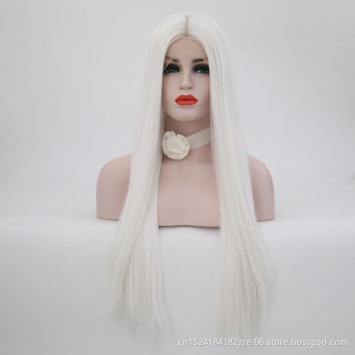 Colorful synthetic long hair wigs, wholesale ombre color silky straight longest lace front wig